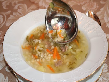 Суп рассольник с курицей