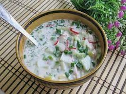 Лёгкая окрошка на квасе или кефире